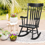 Wood Porch Patio Rocking Chair Glossy Finish Outdoor Rocker for Garden Backyard