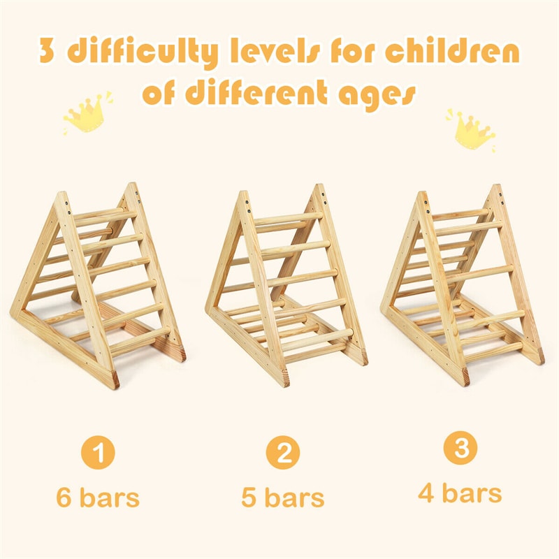 Wooden Climbing Triangle Ladder Toddler Pikler Triangle Climber Play Equipment for Indoor