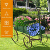 Wooden Wagon Flower Planter Decorative Garden Planter Wagon with Metal Wheels for Backyard