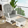 Wood Nursery Glider Chair & Ottoman Set Upholstered Glider Rocker with Padded Cushion, Storage Pocket, Modern Rocking Chair for Nursery