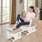 Wood Nursery Glider Chair & Ottoman Set Upholstered Glider Rocker with Padded Cushion, Storage Pocket, Modern Rocking Chair for Nursery