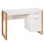 Wooden Home Office Desk White Computer Desk Study Writing Table with Drawer & Cabinet