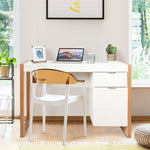 Wooden Home Office Desk White Computer Desk Study Writing Table with Drawer & Cabinet