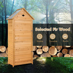 63" Wood Outdoor Storage Shed Lockable Garden Tool Storage Cabinet with 5 Shelves & Galvanized Sheet Roof