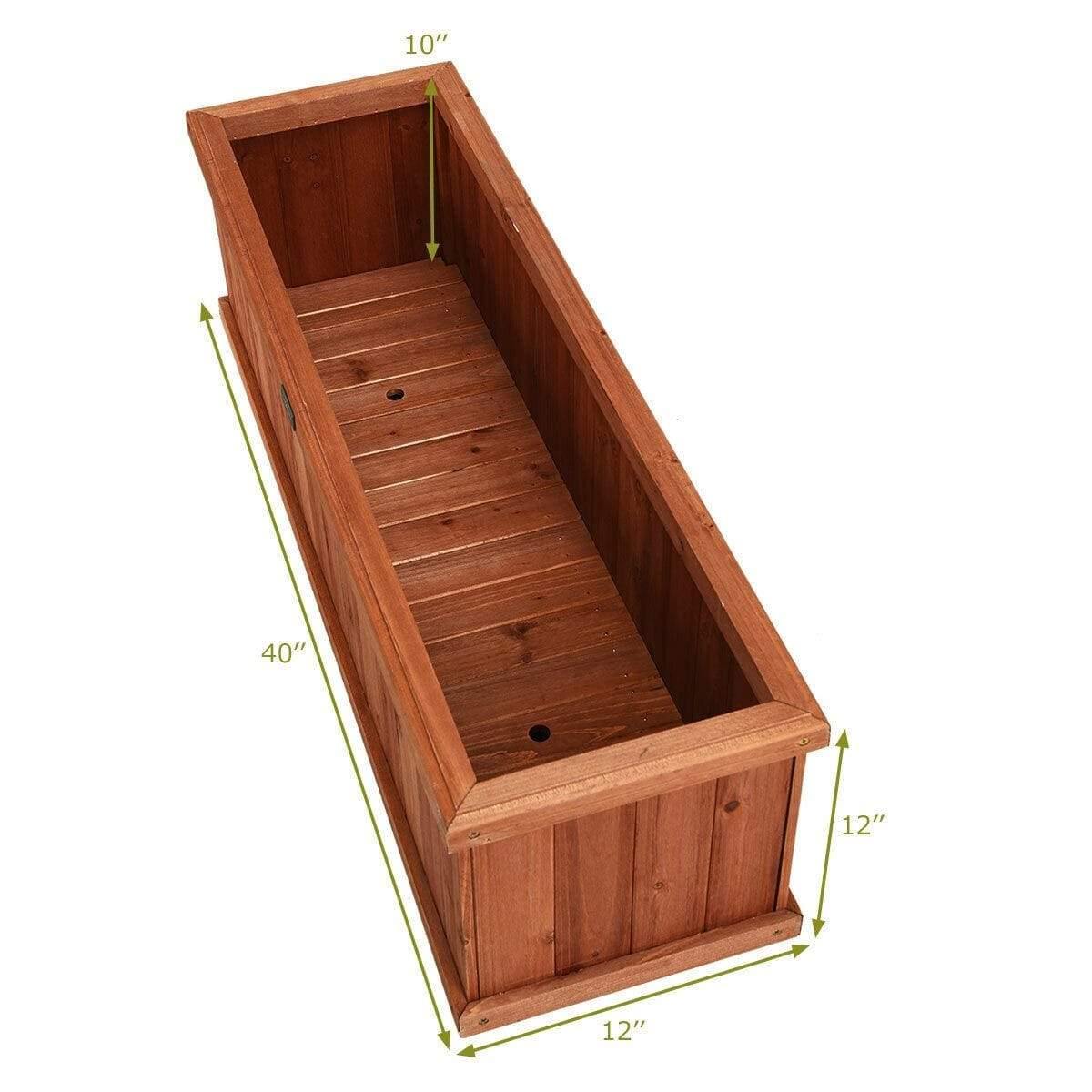 40" L x 12" W Wooden Raised Garden Bed Window Mounted Planter Box - Bestoutdor