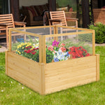 Wooden Raised Garden Bed Outdoor Planter Box with Critter Guard Fence & 9 Grids Plant Container for Patio Backyard Balcony