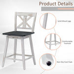 24" Wooden Bar Stools Set of 2 Swivel Counter Height Chairs with Non-Slip Foot Pads