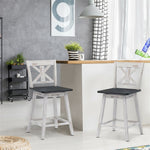 24" Wooden Bar Stools Set of 2 Swivel Counter Height Chairs with Non-Slip Foot Pads