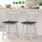 24" Wooden Bar Stools Set of 2 Swivel Counter Height Chairs with Non-Slip Foot Pads