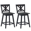 24" Wooden Bar Stools Set of 2 Swivel Counter Height Chairs with Non-Slip Foot Pads