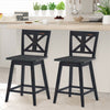 24" Wooden Bar Stools Set of 2 Swivel Counter Height Chairs with Non-Slip Foot Pads