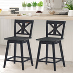 24" Wooden Bar Stools Set of 2 Swivel Counter Height Chairs with Non-Slip Foot Pads