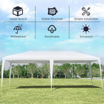 10' x 20' Heavy Duty Party Tent, Outdoor Wedding Tent Waterproof PE Canopy Pavilion Tent with Wind Rope, White Commercial Event Tent for Camping