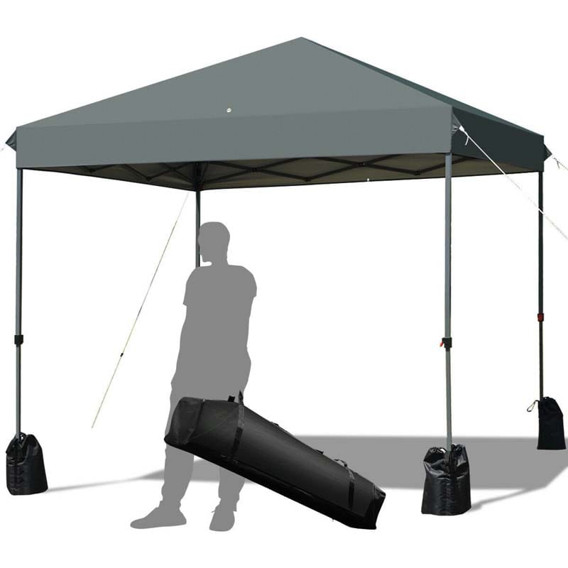 8’ x 8' Outdoor Pop up Canopy Tent Instant Shelter Canopy with Roller Bag & 4 Sand Bags