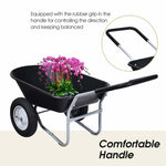 Dual Wheel Wheelbarrow Heavy Duty Home Utility Garden Cart 330 LBS Capacity Large Yard Cart for Gardening Farm