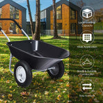 Dual Wheel Wheelbarrow Heavy Duty Home Utility Garden Cart 330 LBS Capacity Large Yard Cart for Gardening Farm