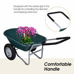 Dual Wheel Wheelbarrow Heavy Duty Home Utility Garden Cart 330 LBS Capacity Large Yard Cart for Gardening Farm