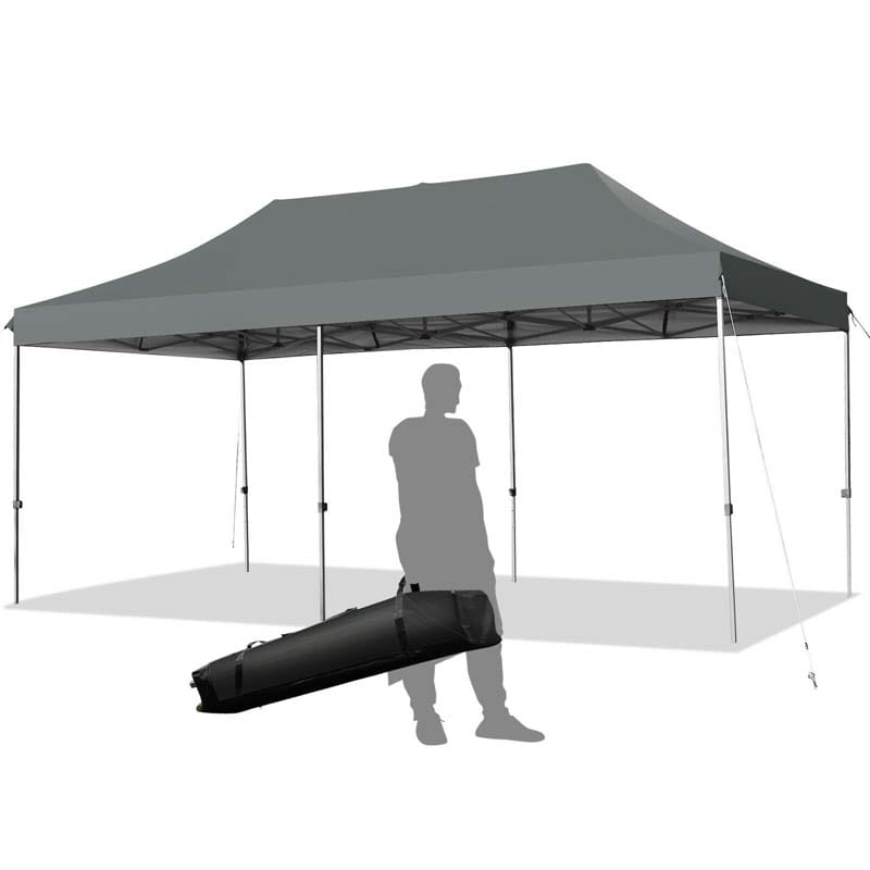 10' x 20' Pop Up Canopy Heavy Duty Folding Canopy Tent Easy Setup Outdoor Commercial Instant Canopy Adjustable Sun Shelter with Roller Bag