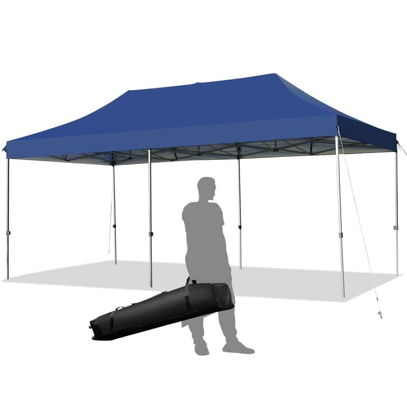 10' x 20' Pop Up Canopy Heavy Duty Folding Canopy Tent Easy Setup Outdoor Commercial Instant Canopy Adjustable Sun Shelter with Roller Bag