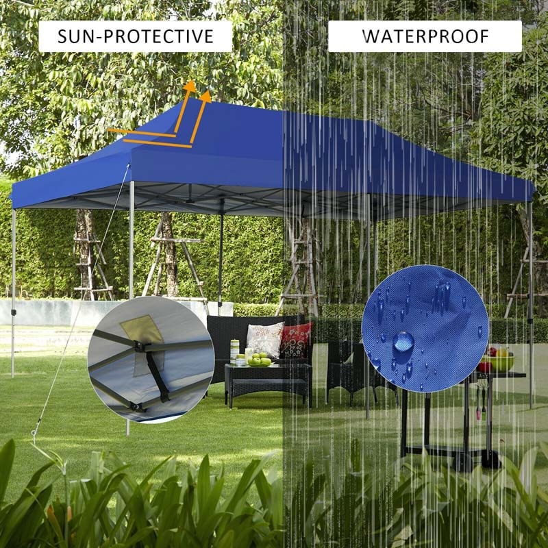 10' x 20' Pop Up Canopy Heavy Duty Folding Canopy Tent Easy Setup Outdoor Commercial Instant Canopy Adjustable Sun Shelter with Roller Bag