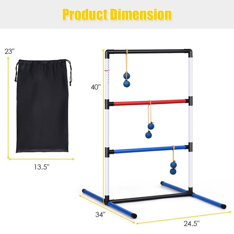 Indoor/Outdoor Ladder Ball Toss Game Set Fun Lawn Game Built-in Score Tracker with 6 PE Bolas & Carrying Bag