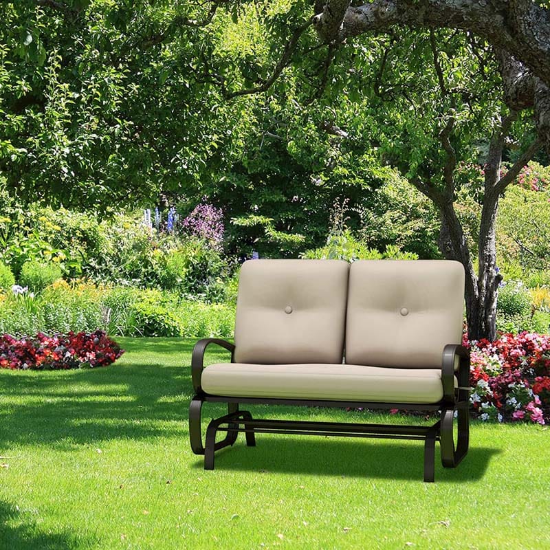 Outdoor Cushioned Rocking Bench Loveseat - Bestoutdor