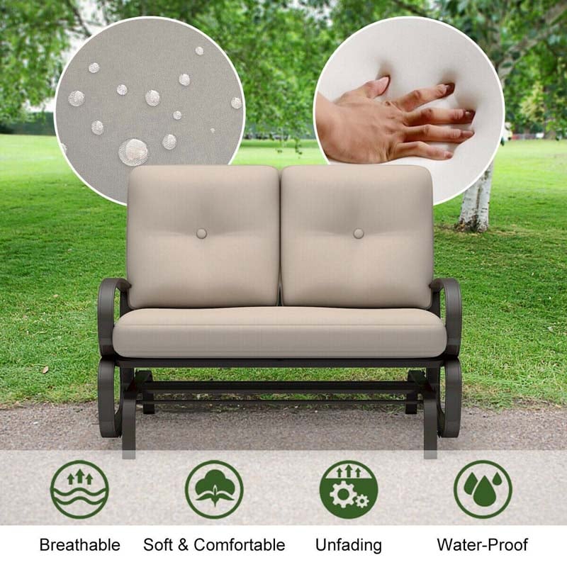 Outdoor Cushioned Rocking Bench Loveseat - Bestoutdor