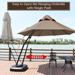 11 Feet Outdoor Cantilever Hanging Umbrella with Base and Wheels