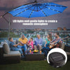 10' Solar LED Offset Patio Umbrella Hanging Market Umbrella Sun Shade with Heavy-Duty Cross Base