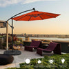 10' Solar LED Offset Patio Umbrella Hanging Market Umbrella Sun Shade with Heavy-Duty Cross Base