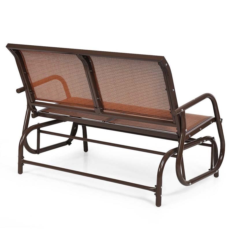 48" Outdoor Glider Bench 2 Person Patio Swing Glider Chair Backyard Rocking Loveseat Rocker Bench with Metal Frame, Breathable Fabric