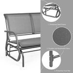 48" Outdoor Glider Bench 2 Person Patio Swing Glider Chair Backyard Rocking Loveseat Rocker Bench with Metal Frame, Breathable Fabric