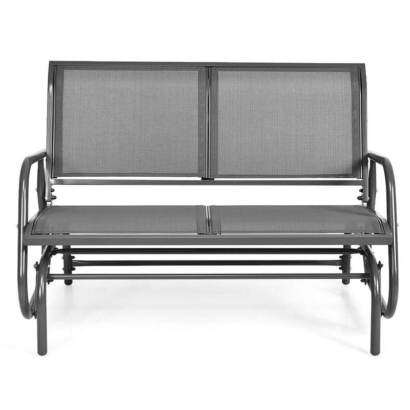 48" Outdoor Glider Bench 2 Person Patio Swing Glider Chair Backyard Rocking Loveseat Rocker Bench with Metal Frame, Breathable Fabric