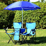 Portable Double Folding Picnic Chair with Umbrella & Mini Table