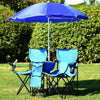 Portable Double Folding Picnic Chair with Umbrella & Mini Table