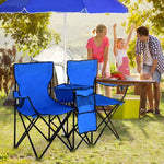 Portable Double Folding Picnic Chair with Umbrella & Mini Table