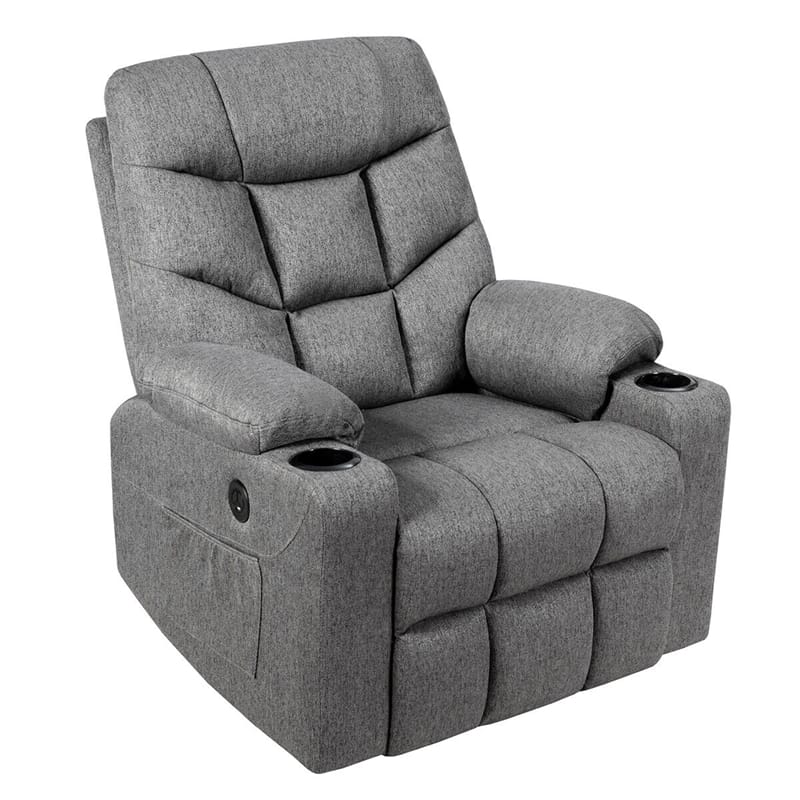 Power Lift Recliner Chair Elderly Lift Chair Fabric Electric Massage Reclining Sofa with 8 Point Massage Lumbar Heat USB Charge Port