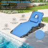 Folding Beach Chaise Lounge Chair 5-Position Adjustable Sunbathing Recliner with Face Hole & Detachable Pillows