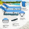 Folding Beach Chaise Lounge Chair 5-Position Adjustable Sunbathing Recliner with Face Hole & Detachable Pillows