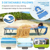 Folding Beach Chaise Lounge Chair 5-Position Adjustable Sunbathing Recliner with Face Hole & Detachable Pillows