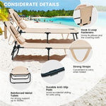 Folding Beach Chaise Lounge Chair 5-Position Adjustable Sunbathing Recliner with Face Hole & Detachable Pillows