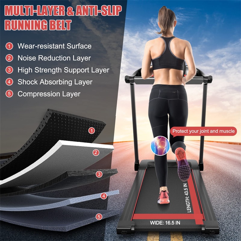 Folding Treadmill SuperFit 2.25HP Electric Treadmill Compact Walking Running Machine with APP Control & Bluetooth Speaker