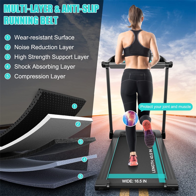 Folding Treadmill SuperFit 2.25HP Electric Treadmill Compact Walking Running Machine with APP Control & Bluetooth Speaker