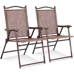 Set of 2 Patio Folding Chairs Sling Back Camping Deck Chairs Outdoor Lawn Chairs