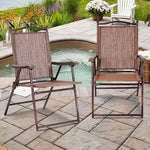 Set of 2 Patio Folding Chairs Sling Back Camping Deck Chairs Outdoor Lawn Chairs