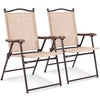 Set of 2 Patio Folding Chairs Sling Back Camping Deck Chairs Outdoor Lawn Chairs