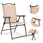 Set of 2 Patio Folding Chairs Sling Back Camping Deck Chairs Outdoor Lawn Chairs