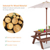 Kids Outdoor Picnic Table Toddler Wood Patio Table & Bench Set with Removable Folding Umbrella for Backyard Garden Lawn