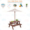 Kids Outdoor Picnic Table Toddler Wood Patio Table & Bench Set with Removable Folding Umbrella for Backyard Garden Lawn