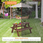 Kids Outdoor Picnic Table Toddler Wood Patio Table & Bench Set with Removable Folding Umbrella for Backyard Garden Lawn